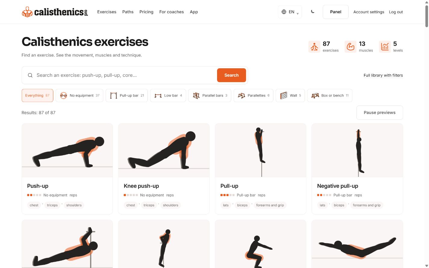 Calisthenics.PRO: Homepage