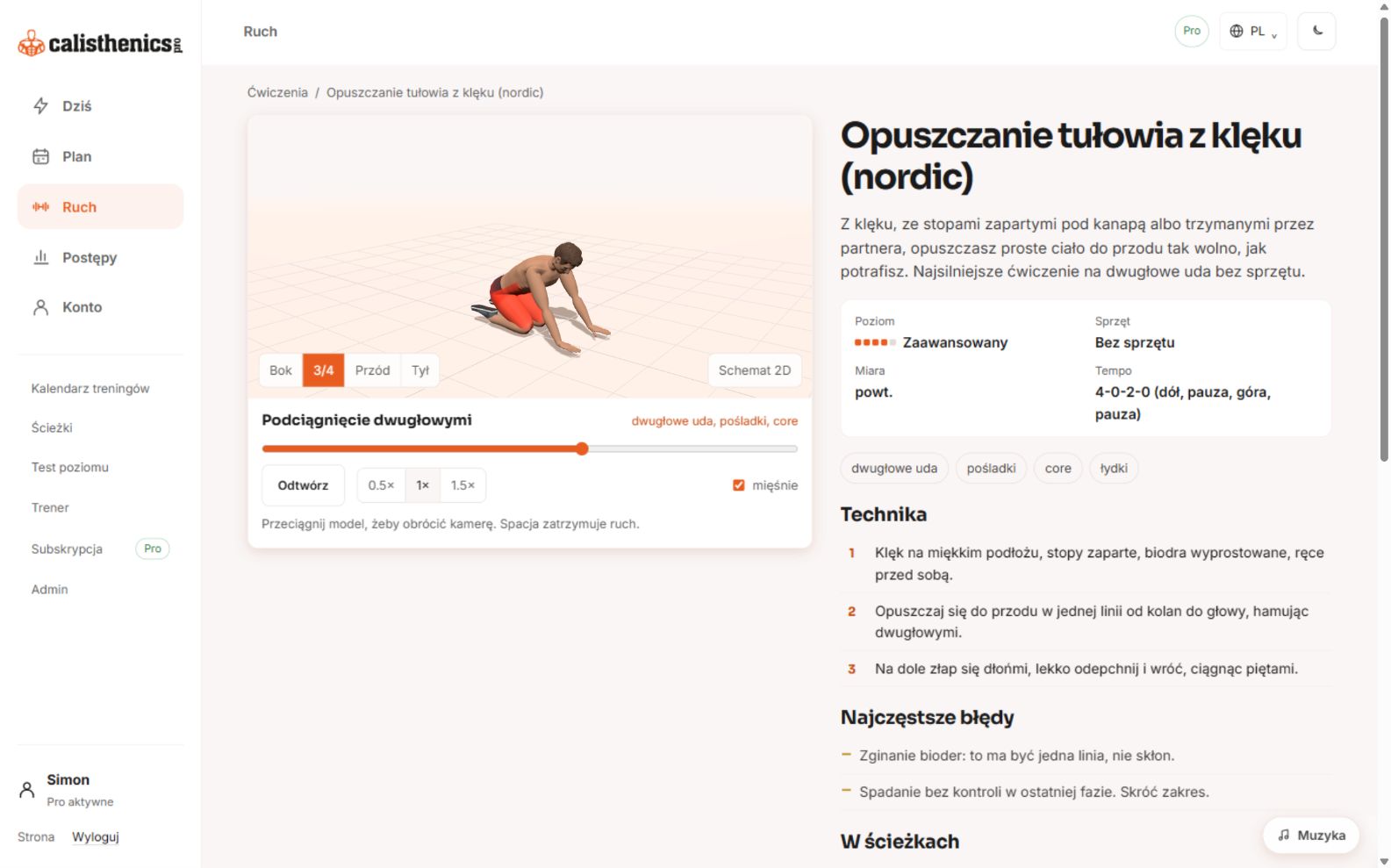 Calisthenics.PRO: Nordic: ćwiczenie w 3D