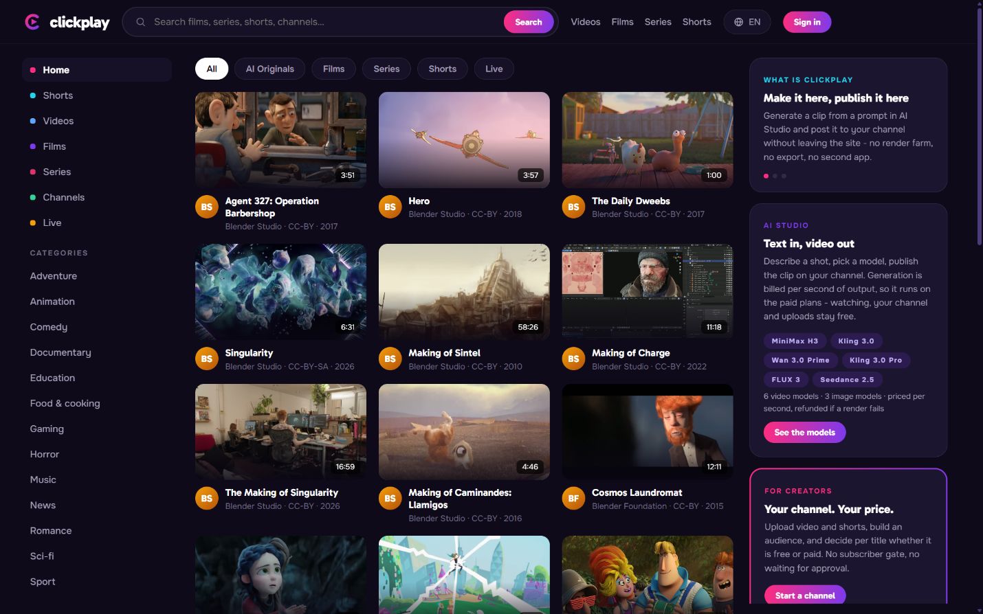 clickplay: Homepage