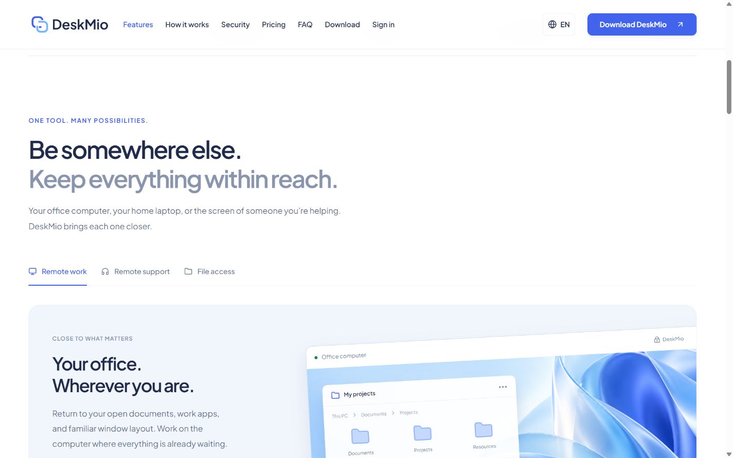 DeskMio: Features