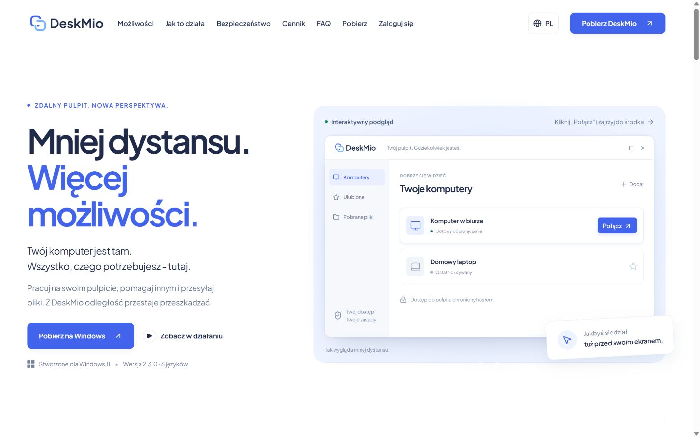 DeskMio: Strona główna