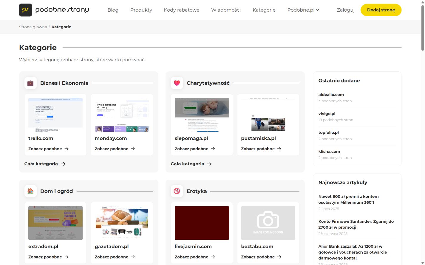 PodobneStrony.pl: Categories