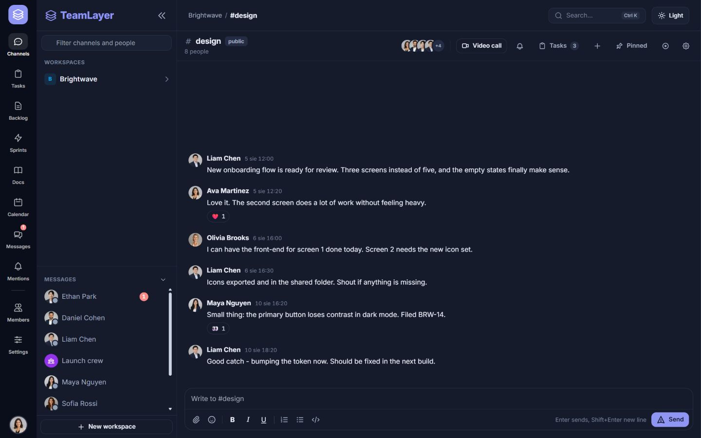 TeamLayer: App: team chat