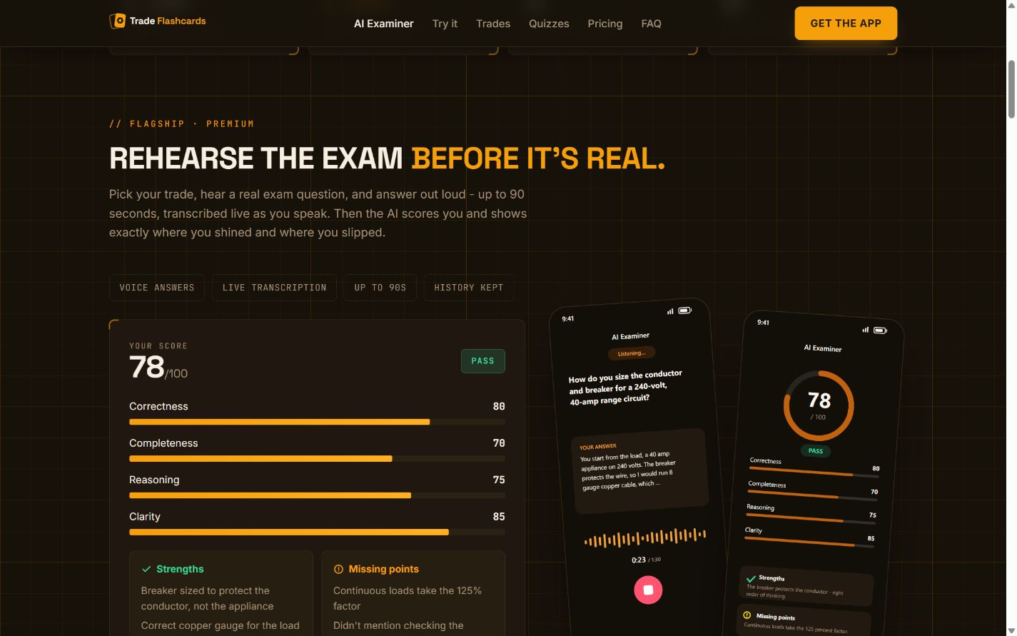 TradeFlashcards: AI examiner