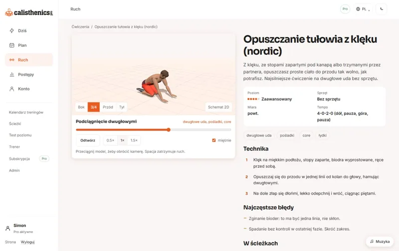 Calisthenics.PRO: Nordic: ćwiczenie w 3D