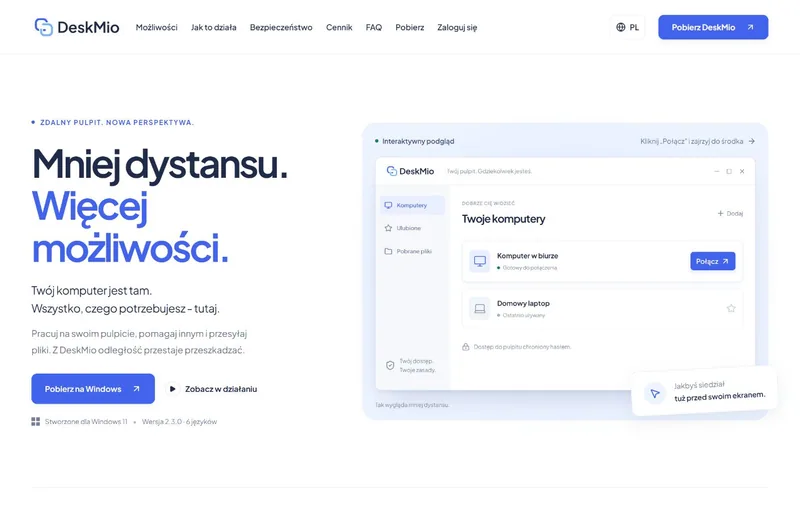 DeskMio: Strona główna