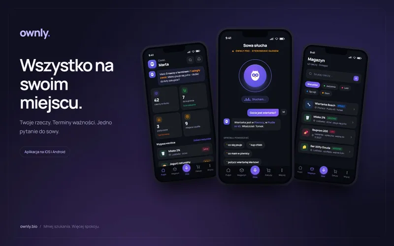 Ownly.bio: Aplikacja: domowy inwentarz i sterowanie głosem